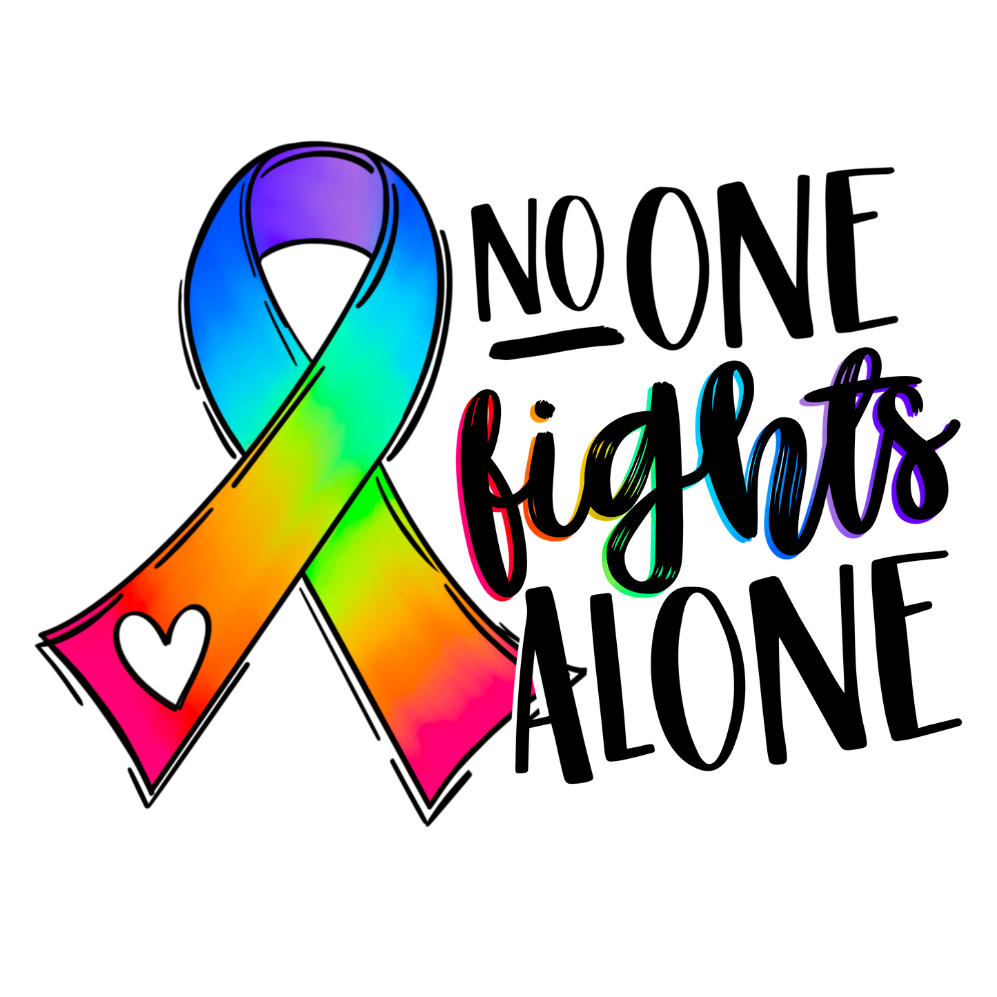 NO ONE FIGHTS ALONE RIBBON ADULT T-SHIRT