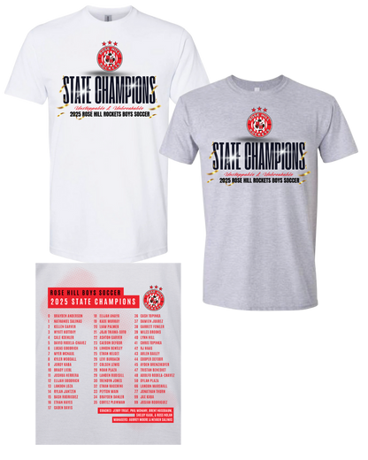 Rose Hill Rockets Boys Soccer Championship T-Shirt - Black Design 4