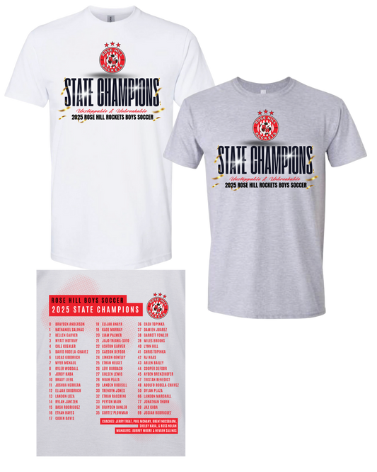 Rose Hill Rockets Boys Soccer Championship T-Shirt - Black Design 4