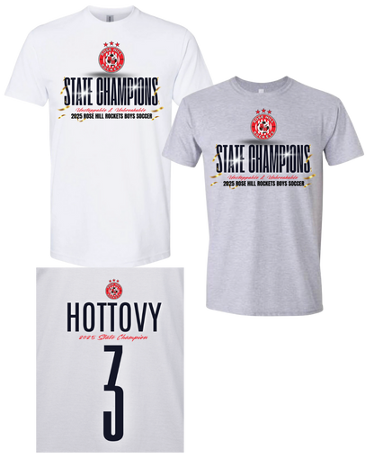 Rose Hill Rockets Boys Soccer Championship T-Shirt - Black Design 3