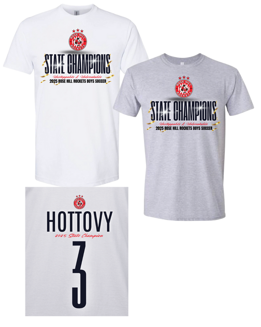 Rose Hill Rockets Boys Soccer Championship T-Shirt - Black Design 3