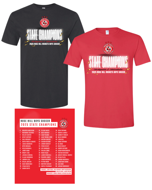 Rose Hill Rockets Boys Soccer Championship T-Shirt - White Design 4