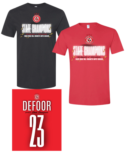 Rose Hill Rockets Boys Soccer Championship T-Shirt - White Design 3