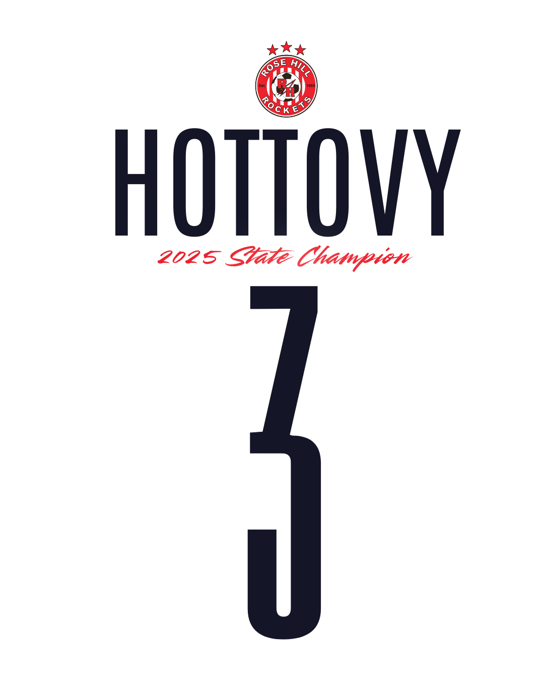 Rose Hill Rockets Boys Soccer Championship T-Shirt - Black Design 3