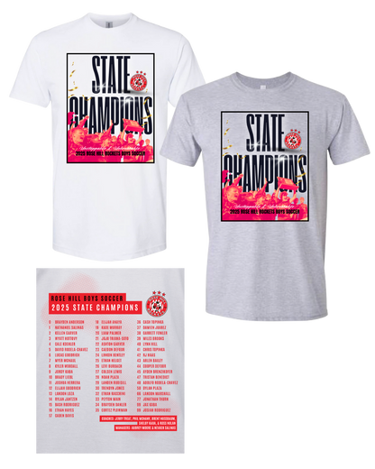 Rose Hill Rockets Boys Soccer Championship T-Shirt - Black Design 1