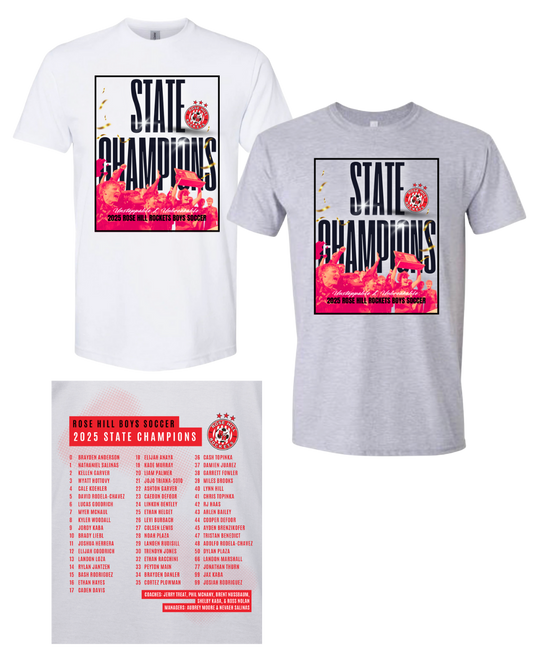 Rose Hill Rockets Boys Soccer Championship T-Shirt - Black Design 1