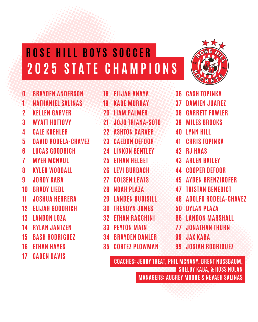 Rose Hill Rockets Boys Soccer State Championship Hooded Sweatshirts - Black Design 4