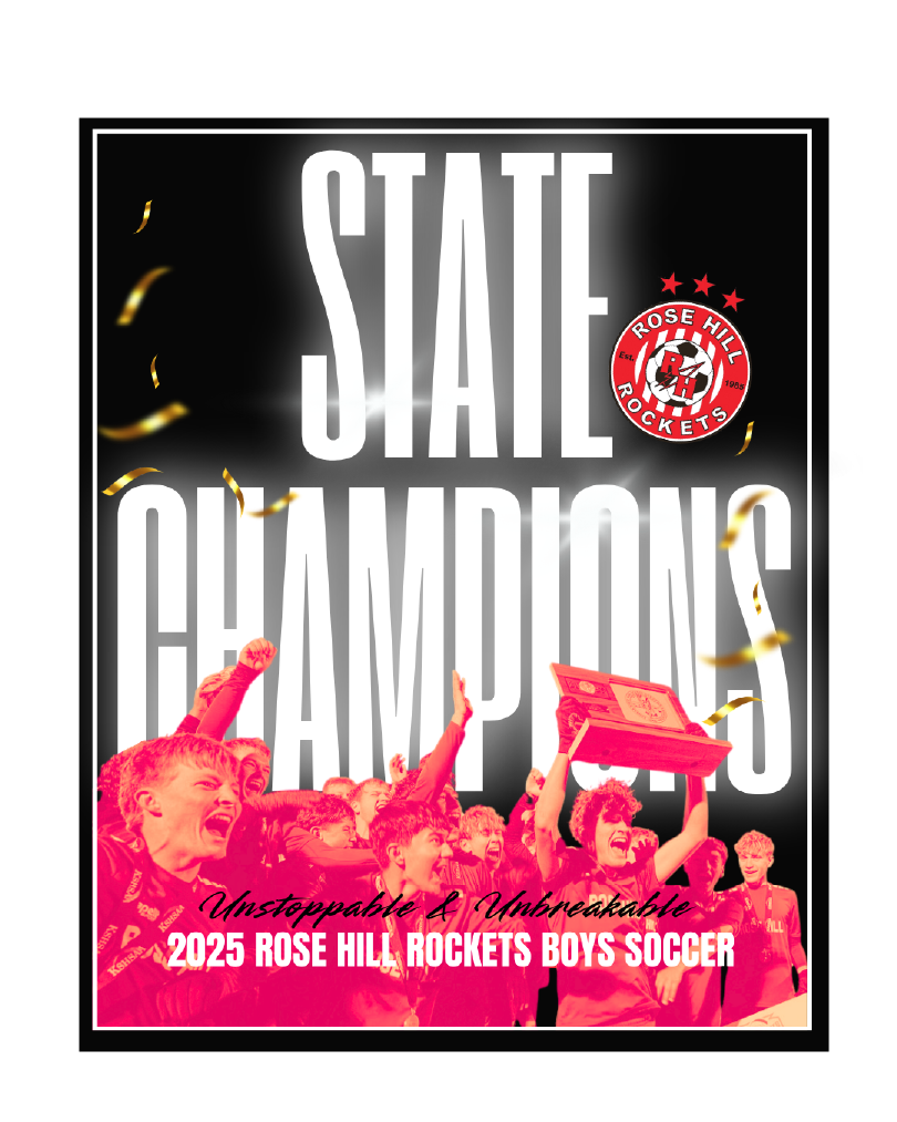 Rose Hill Rockets Boys Soccer Championship T-Shirt - White Design 1
