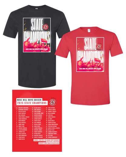 Rose Hill Rockets Boys Soccer Championship T-Shirt - White Design 1