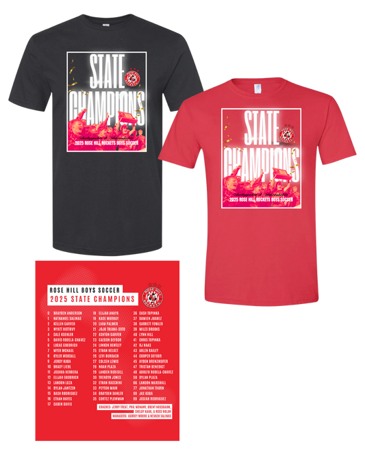 Rose Hill Rockets Boys Soccer Championship T-Shirt - White Design 1