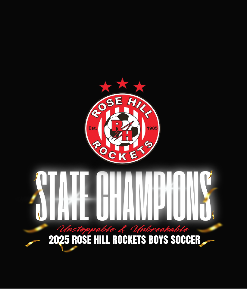 Rose Hill Rockets Boys Soccer Championship T-Shirt - White Design 4