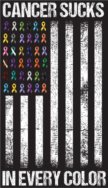 CANCER RIBBON FLAG ADULT T-SHIRT
