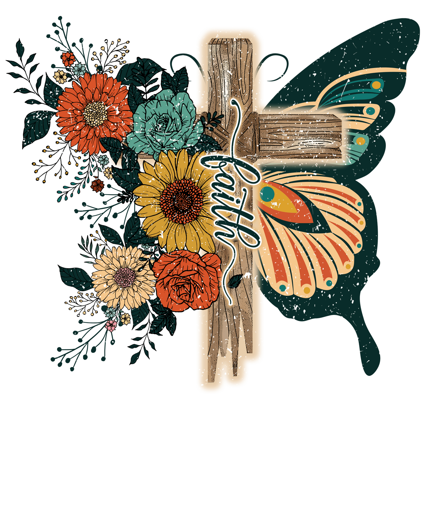 Faith Design with Butterfly & Cross